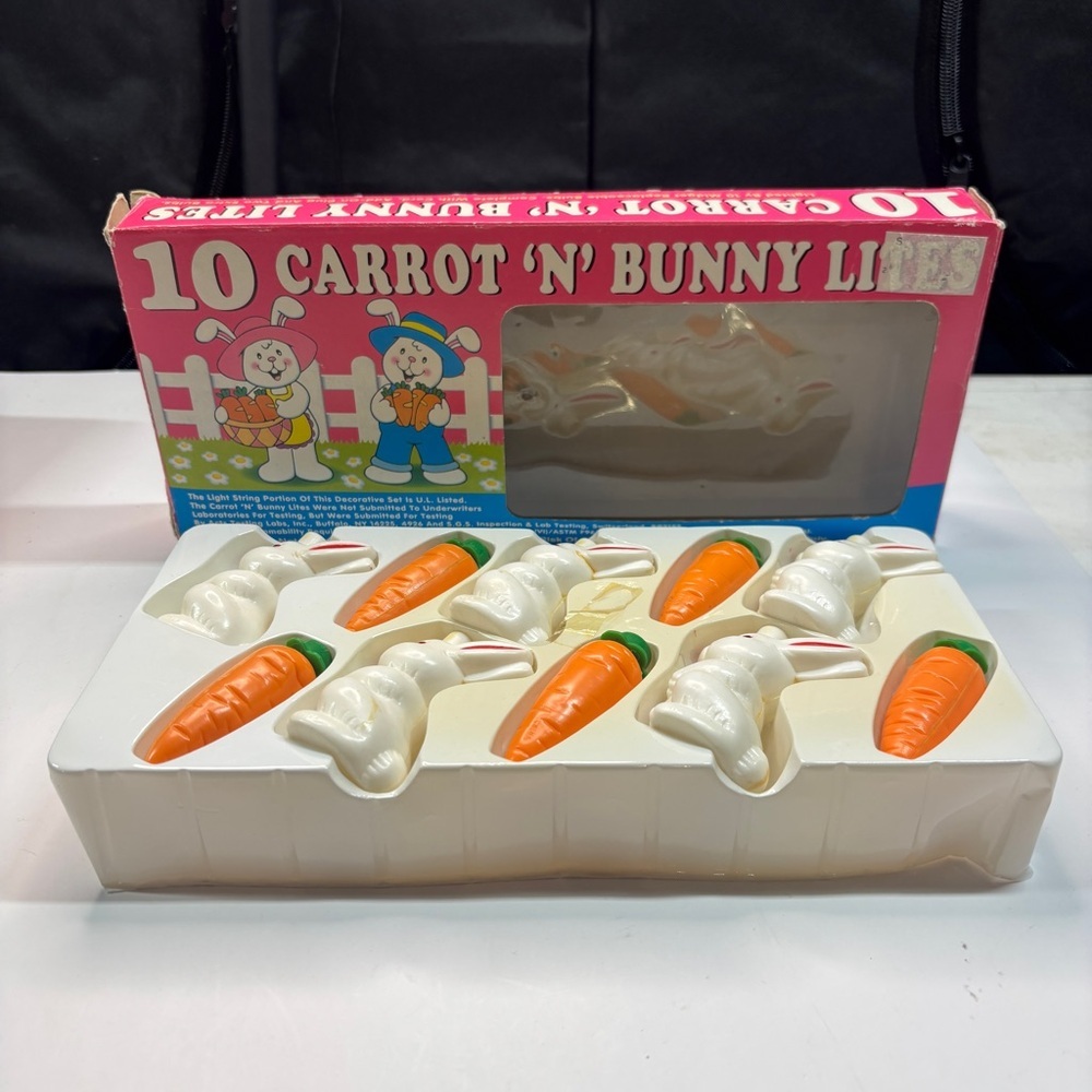 Vintage Carrot N Bunny Lights Blow Mold String Lights Easter - Picture 11 of 14